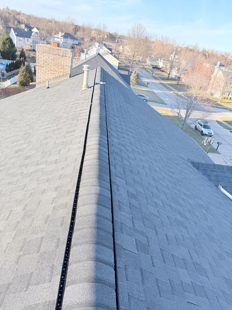 Drone view — finished ridge with venting