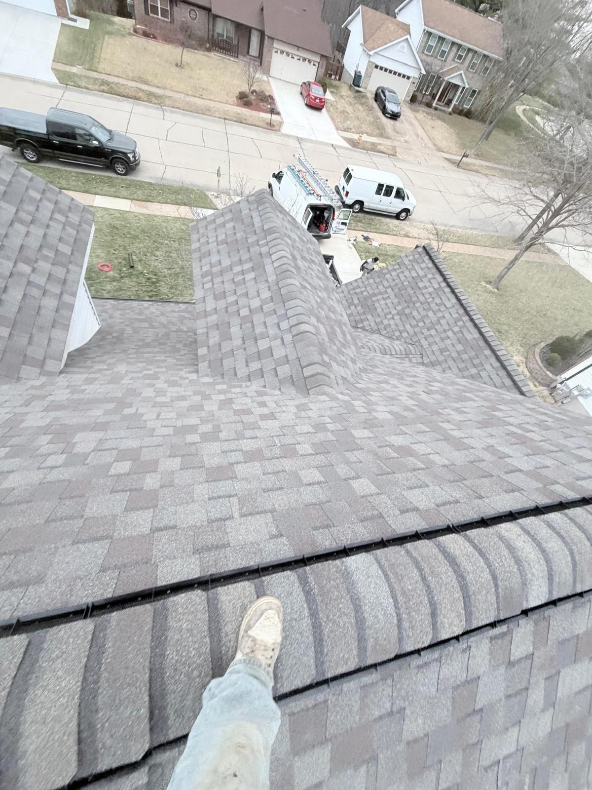 Crew celebrating on roof