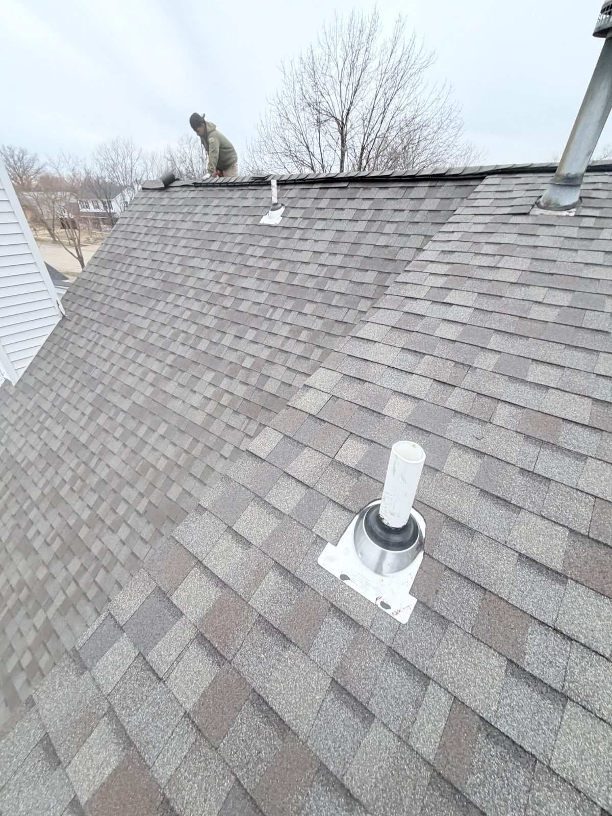 Aerial view of finished roof