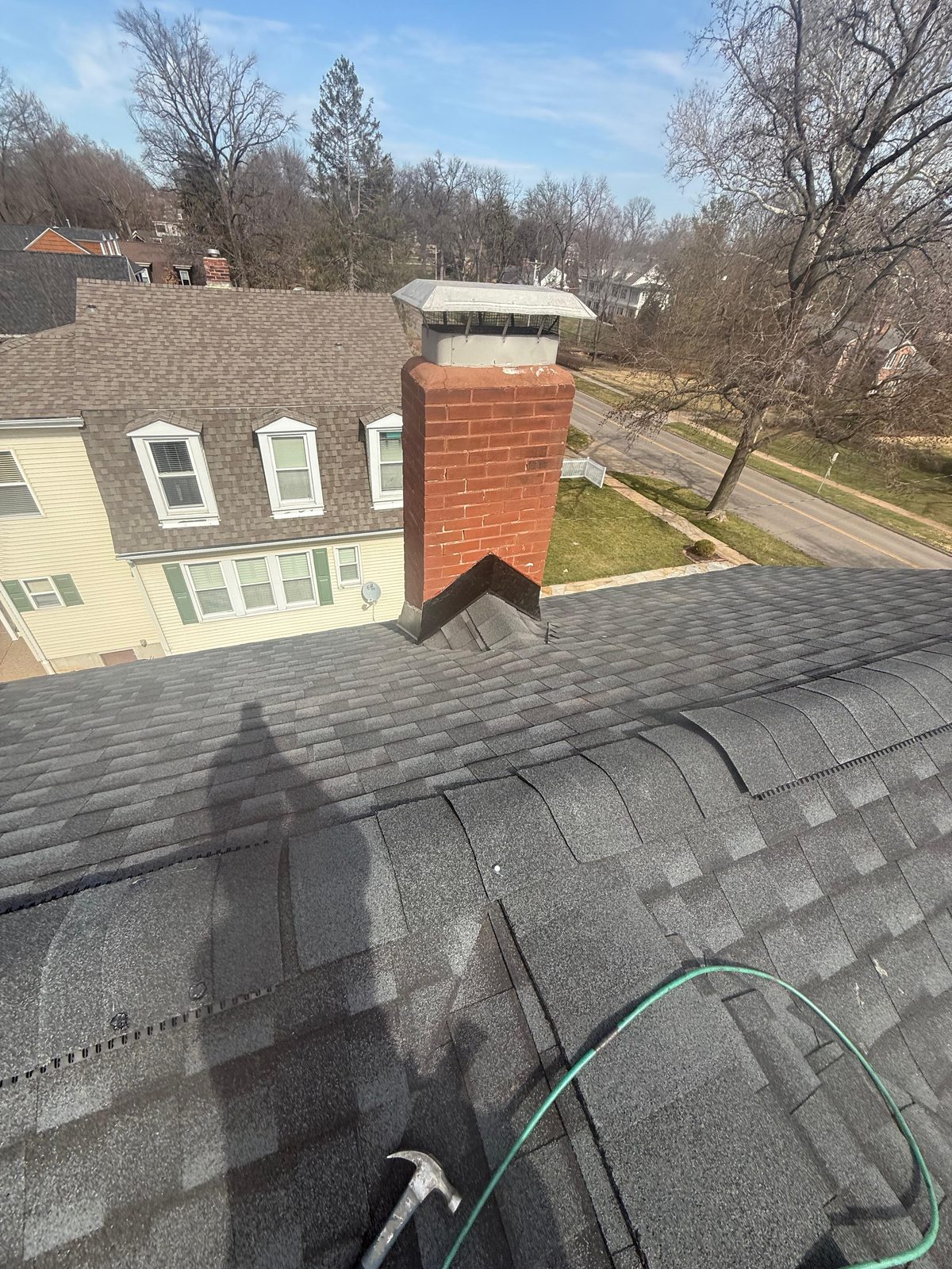 Chimney flashing close-up