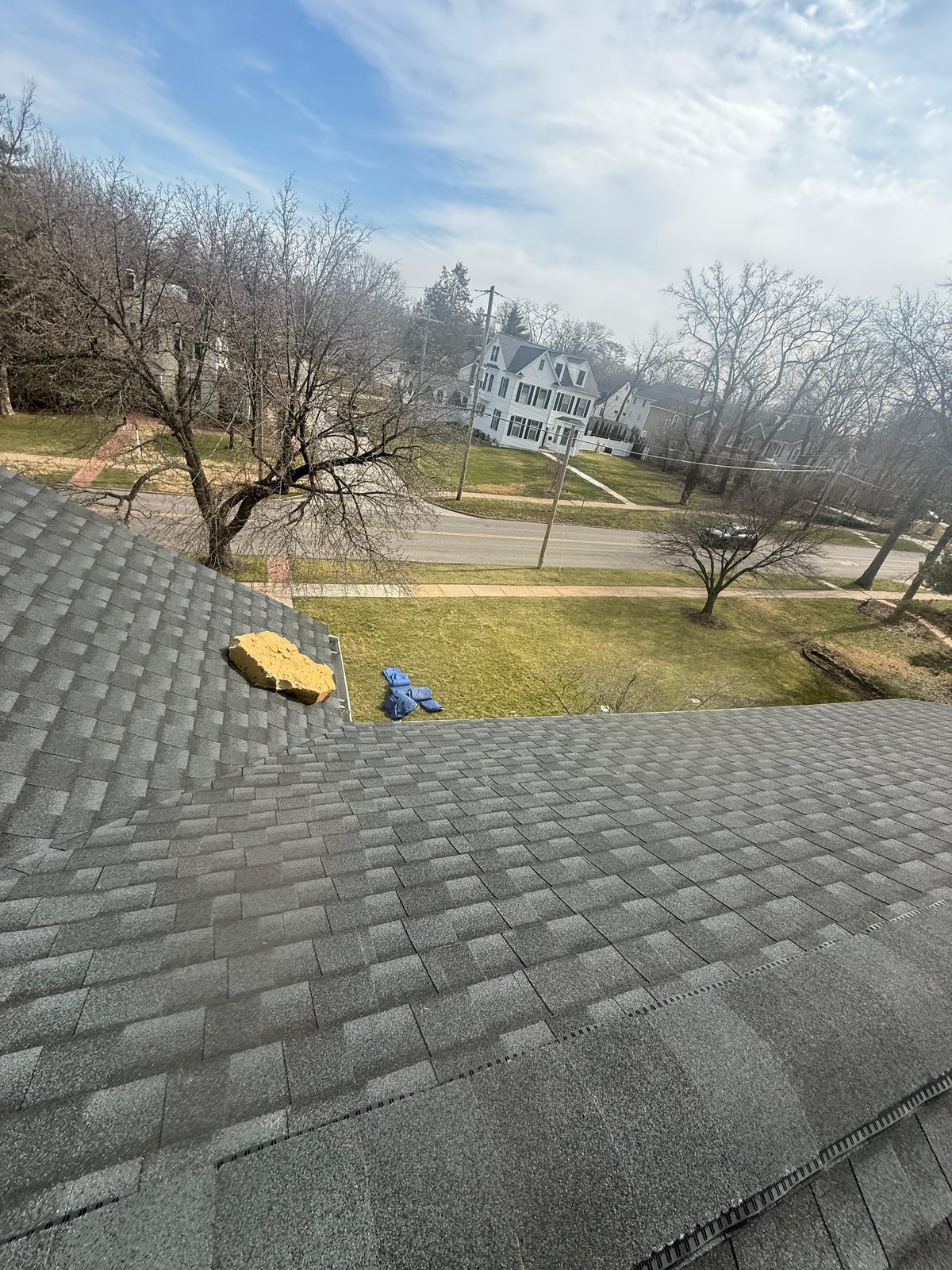 Aerial of old plank decking