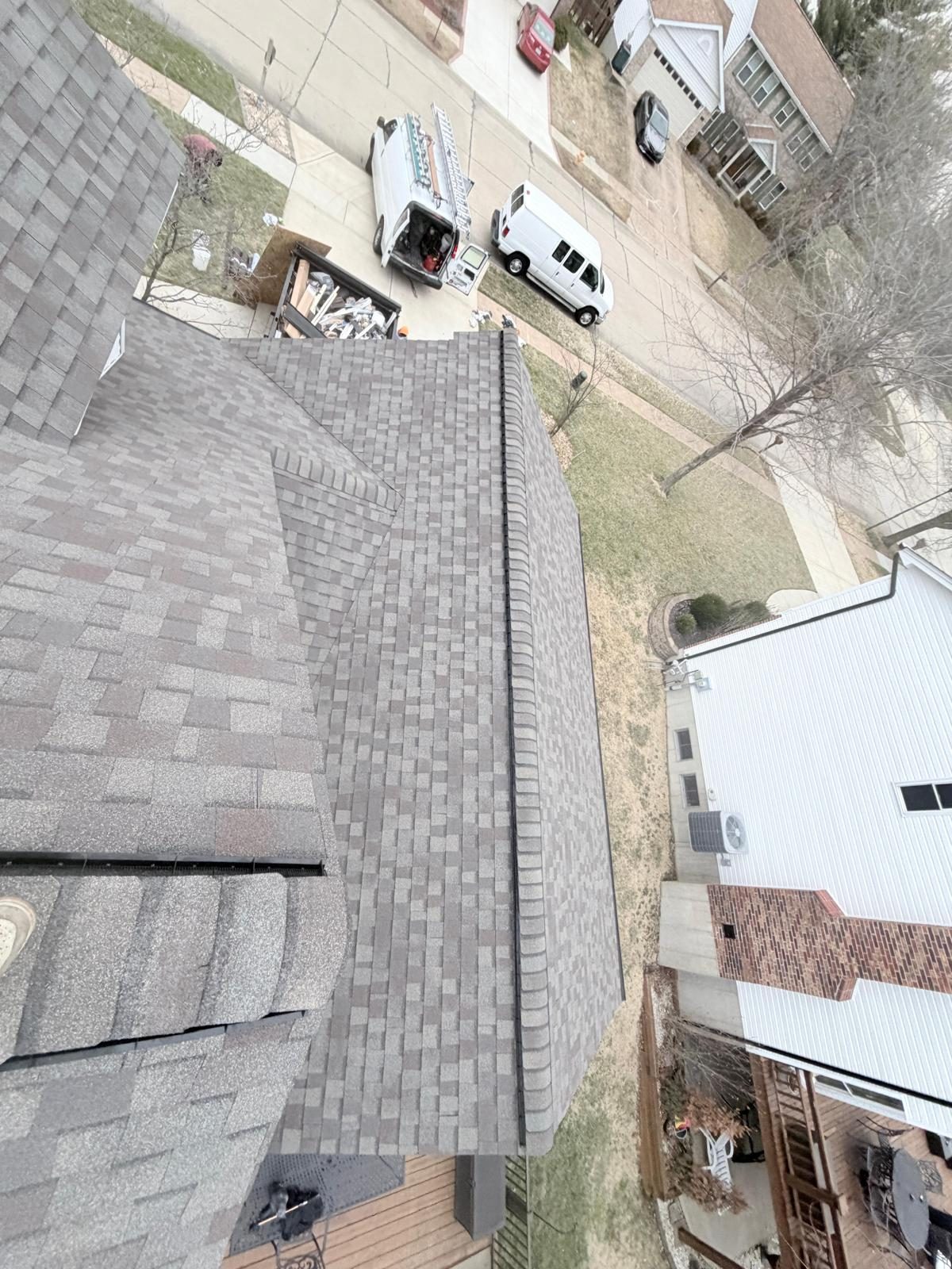 Aerial with crew vans